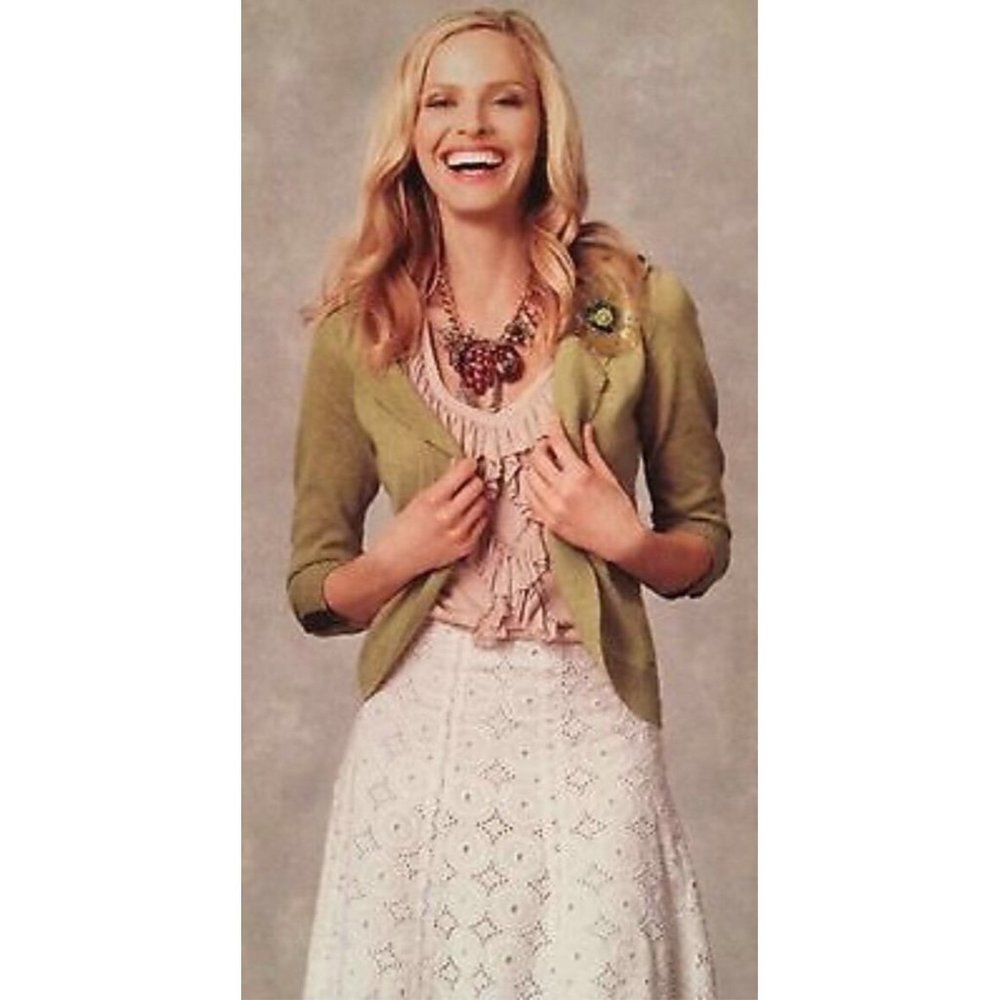 CAbi Cameo Beige Jersey Stretch Ruffle Flutter